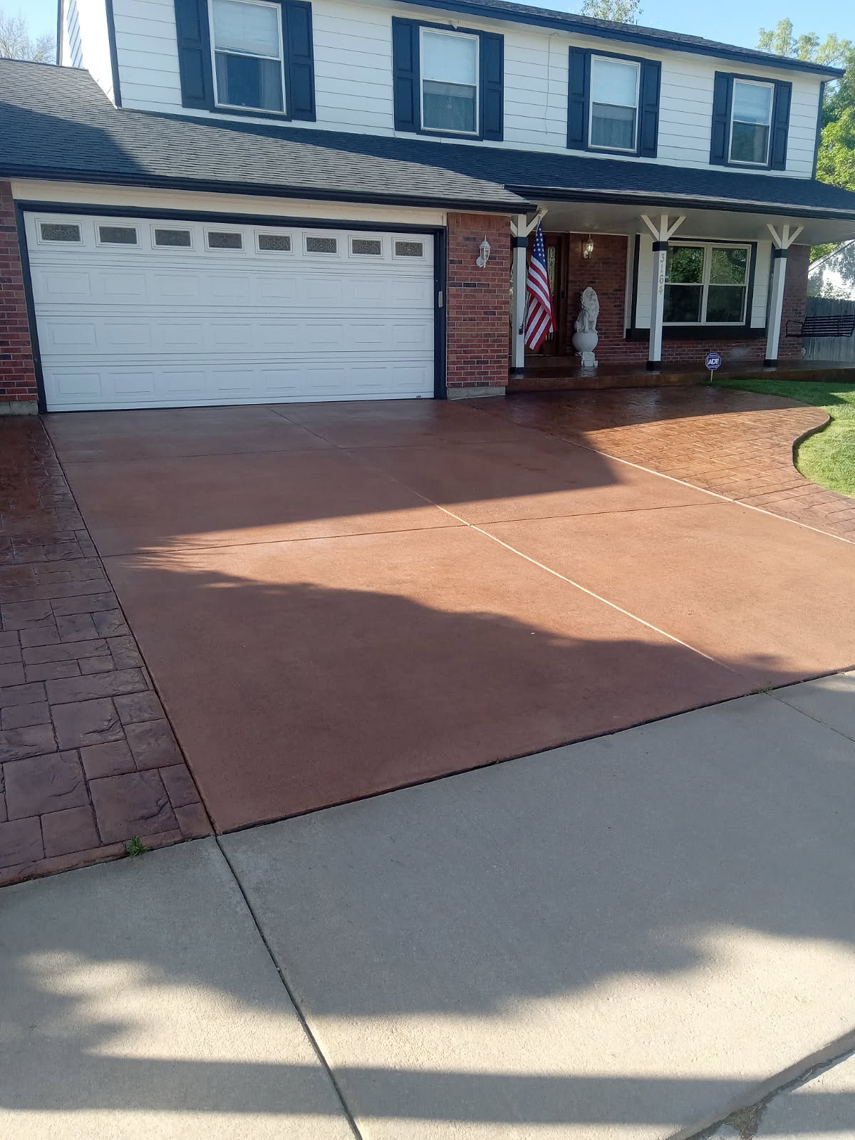 Color Driveway with Stamped Concrete by Leal Contracting LLC Concrete